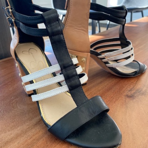Jessica Simpson Tri Tone Strappy Heels, size 7.5. - Picture 3 of 4
